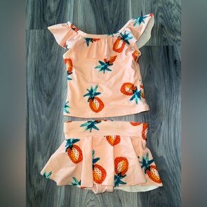 Hanna Andersson Girls 18-24 Month Skirted Tankini Set Sunblock Petal Pink